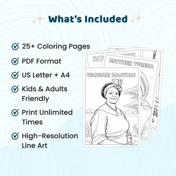 25+ Inspiring Women Coloring Pages, Famous Women in History, Women Role Models & Strong Girls Coloring Sheets