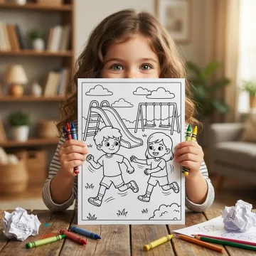 Freebie Outdoor Games Coloring Pages for Adults