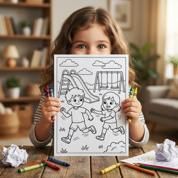 Freebie Outdoor Games Coloring Pages for Adults