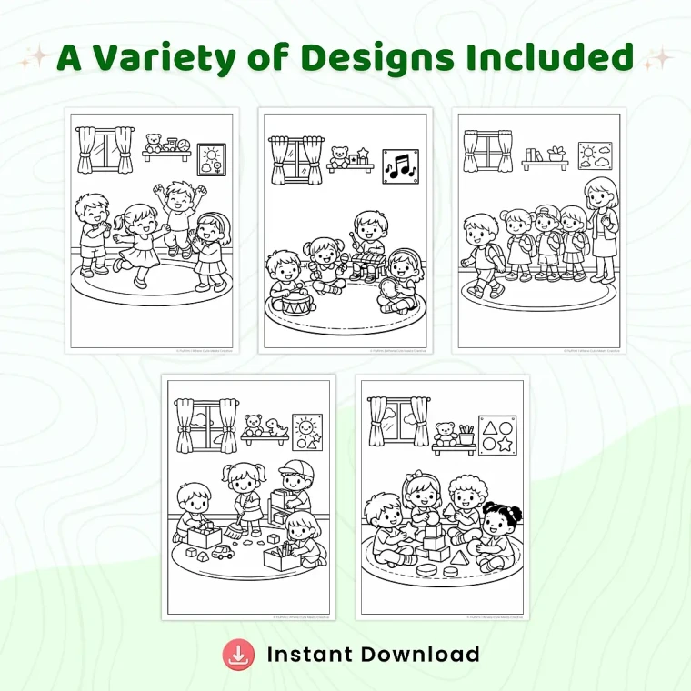 35+ Classroom Fun Learning Coloring Pages, School Life Activities, Teacher & Student Coloring Book, Back to School Printable PDF