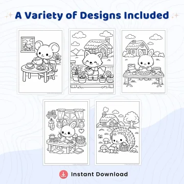 35+ Cozy Cottage Life Coloring Pages – Cottagecore Animal Homes & Countryside Garden Scenes