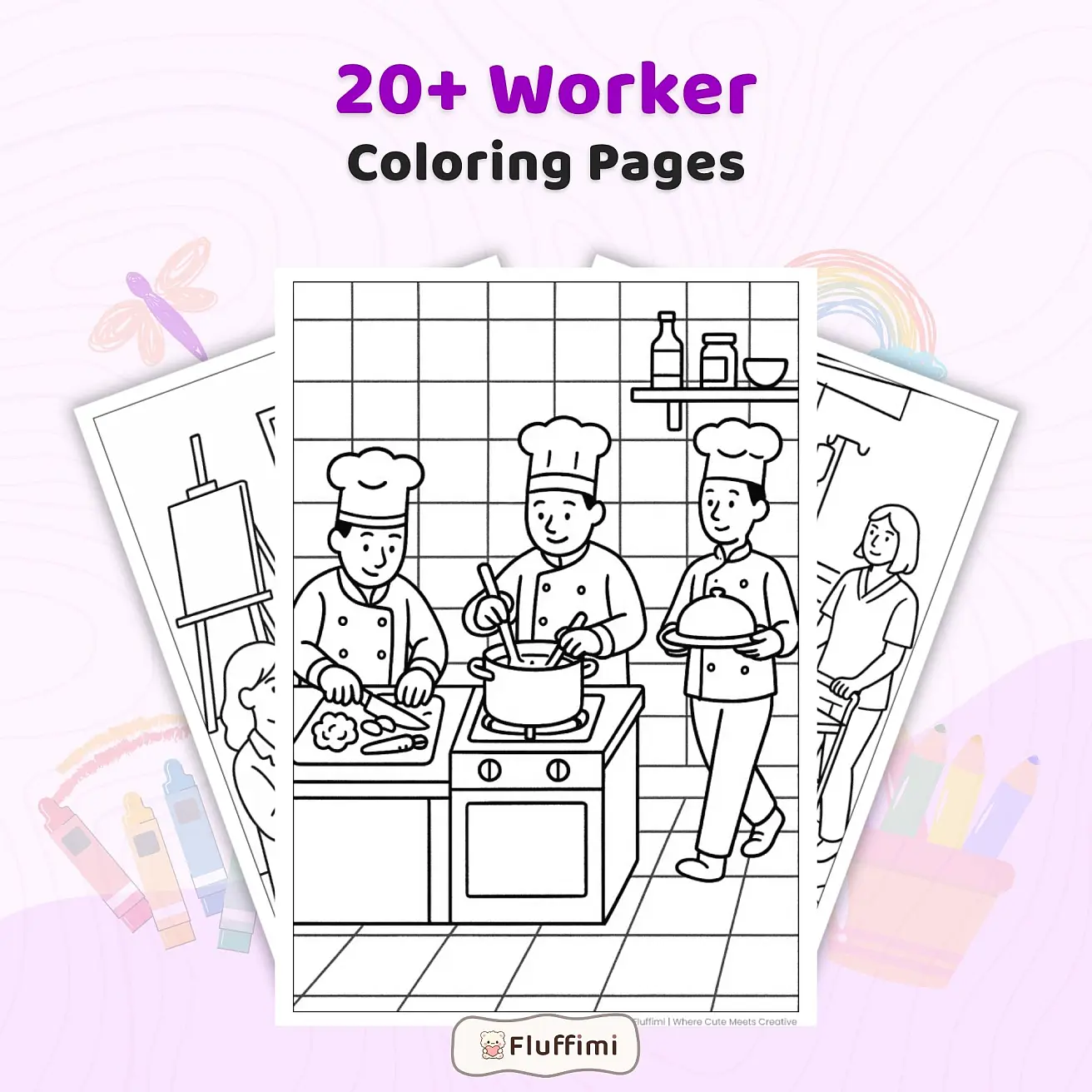 20+ Worker Coloring Pages for Kids – Community Helpers & Construction Worker Printable Coloring Book PDF