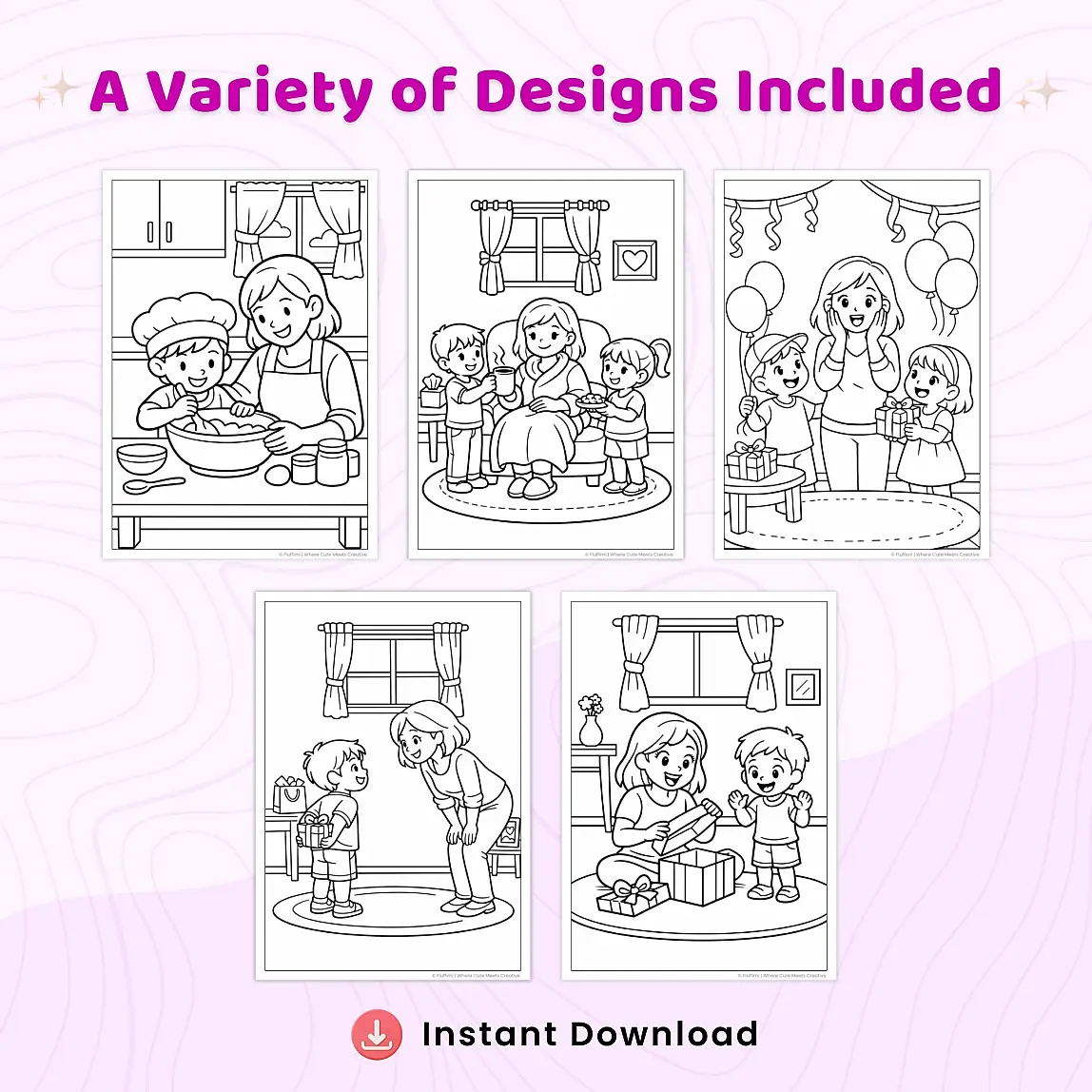 40+ Mother's Day Special Moments Coloring Pages – Mom and Kids Family Activity Coloring Book