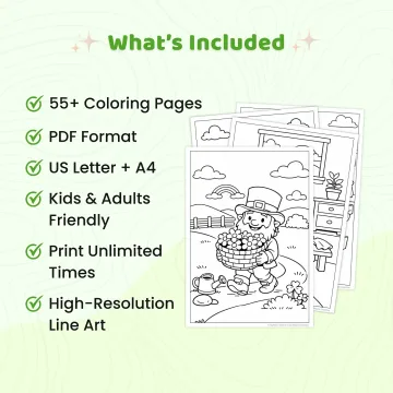 55+ St. Patrick's Day Coloring Pages for Kids, Leprechaun & Shamrock Coloring Book