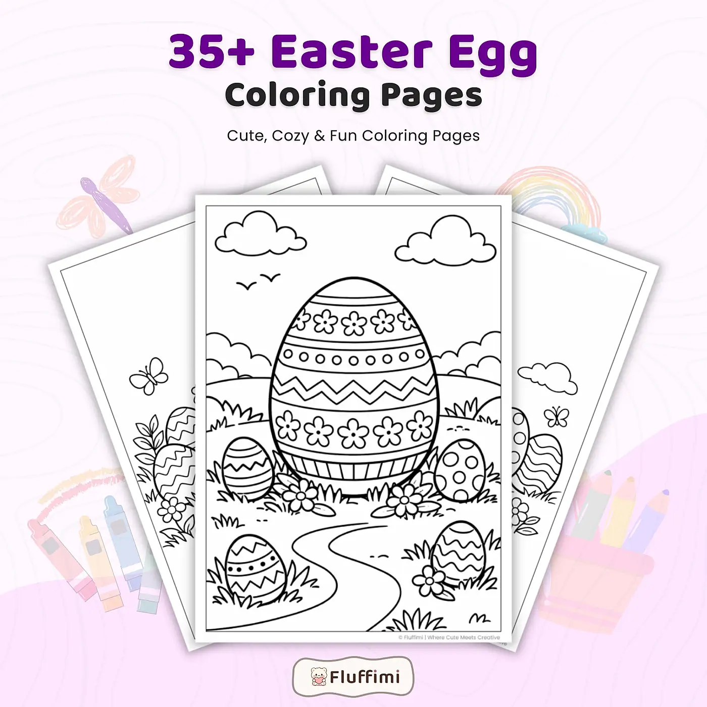 35+ Easter Egg Coloring Pages for Kids – Decorated Easter Eggs, Bunny & Spring Holiday Coloring Sheets