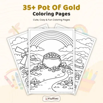 35+ Pot of Gold Coloring Pages – St. Patrick’s Day Rainbow & Lucky Gold Scene Coloring Sheets