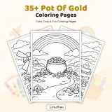 35+ Pot of Gold Coloring Pages – St. Patrick’s Day Rainbow & Lucky Gold Scene Coloring Sheets