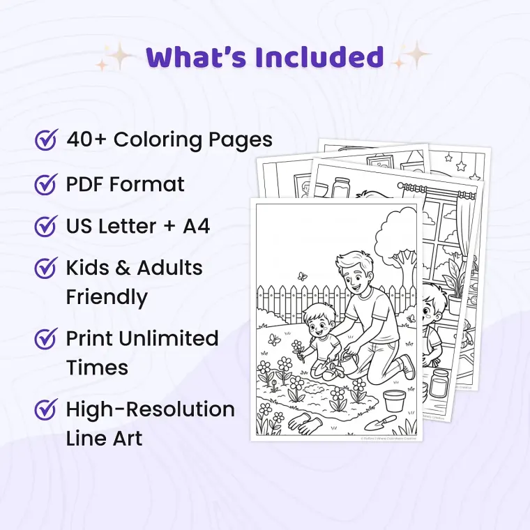 Free Father's Day Coloring Pages for Kids | Dad & Child Fun Activity Sheets