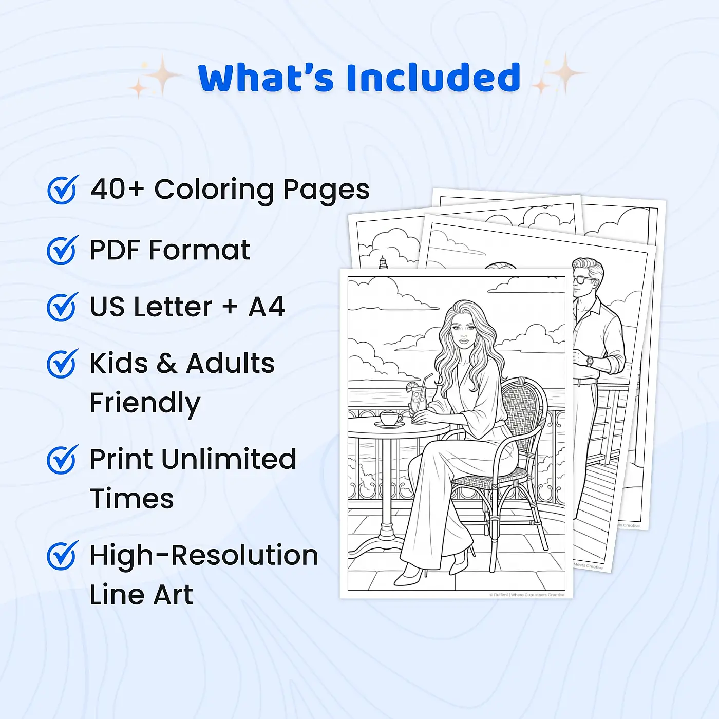 40+ Beach Fashion Coloring Pages Bundle – Summer Vacation & Coastal Fashion Designs