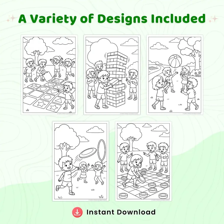 Freebie Outdoor Games Coloring Pages for Adults