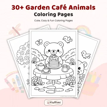 30+ Garden Cafe Animals Coloring Pages – Cozy Tea Party & Bakery Animal Scenes