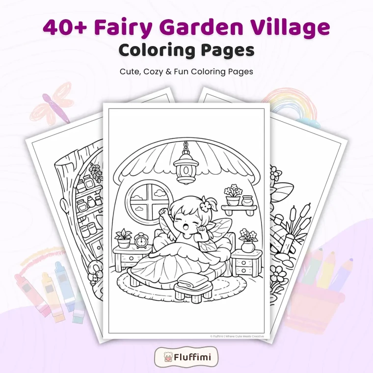 40+ Fairy Garden Village Coloring Pages – Magical Fairy Houses, Cottages & Fantasy Garden Scenes