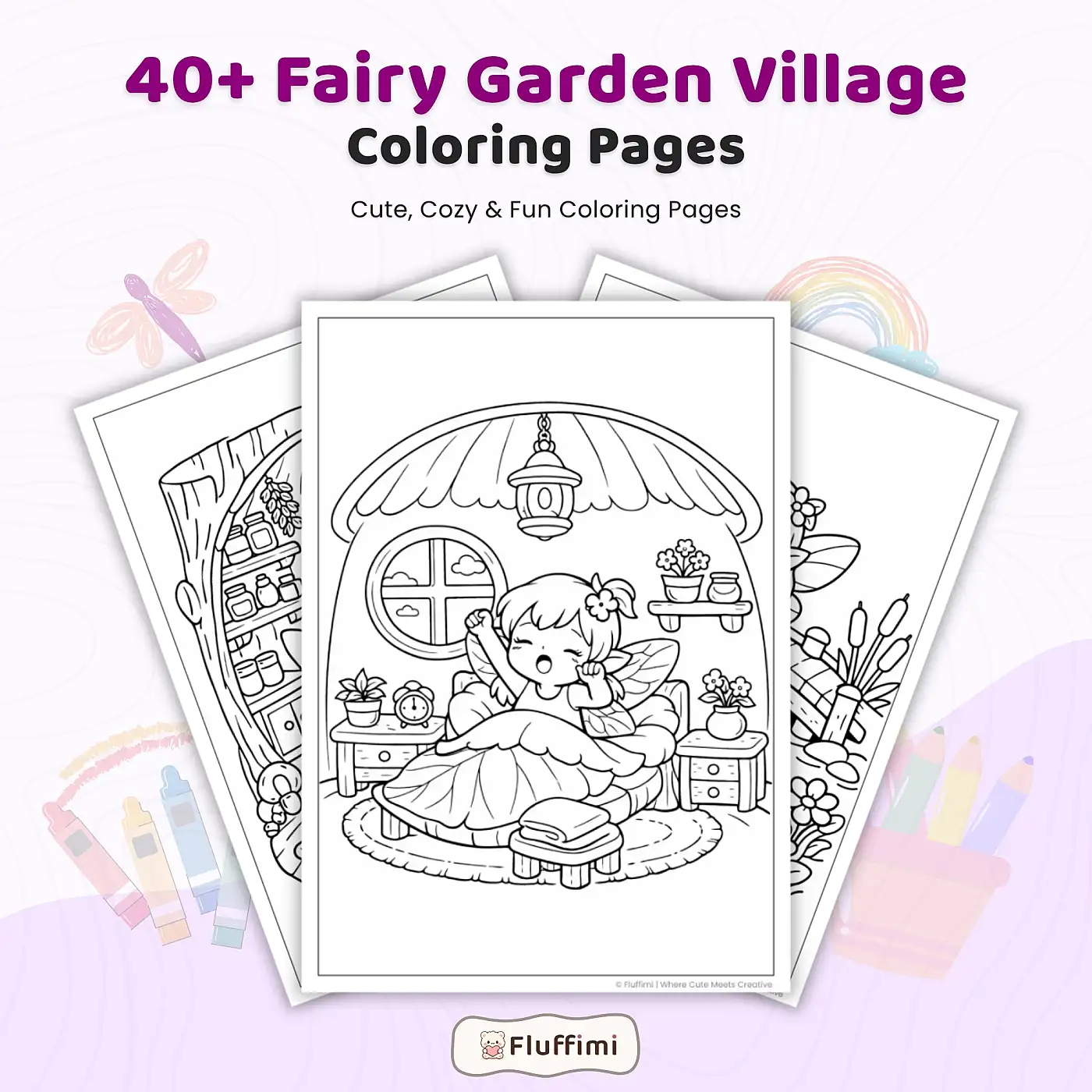 40+ Fairy Garden Village Coloring Pages – Magical Fairy Houses, Cottages & Fantasy Garden Scenes
