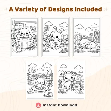35+ Baby Farm Animal Adventures Coloring Pages for Kids, Cute Barnyard Animals Coloring Book PDF