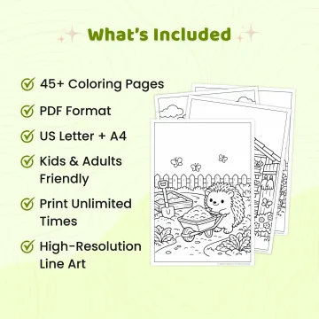 45+ Cozy Garden Life Coloring Pages, Spring Cottage Animal Garden Scenes, Printable Garden Coloring Book PDF