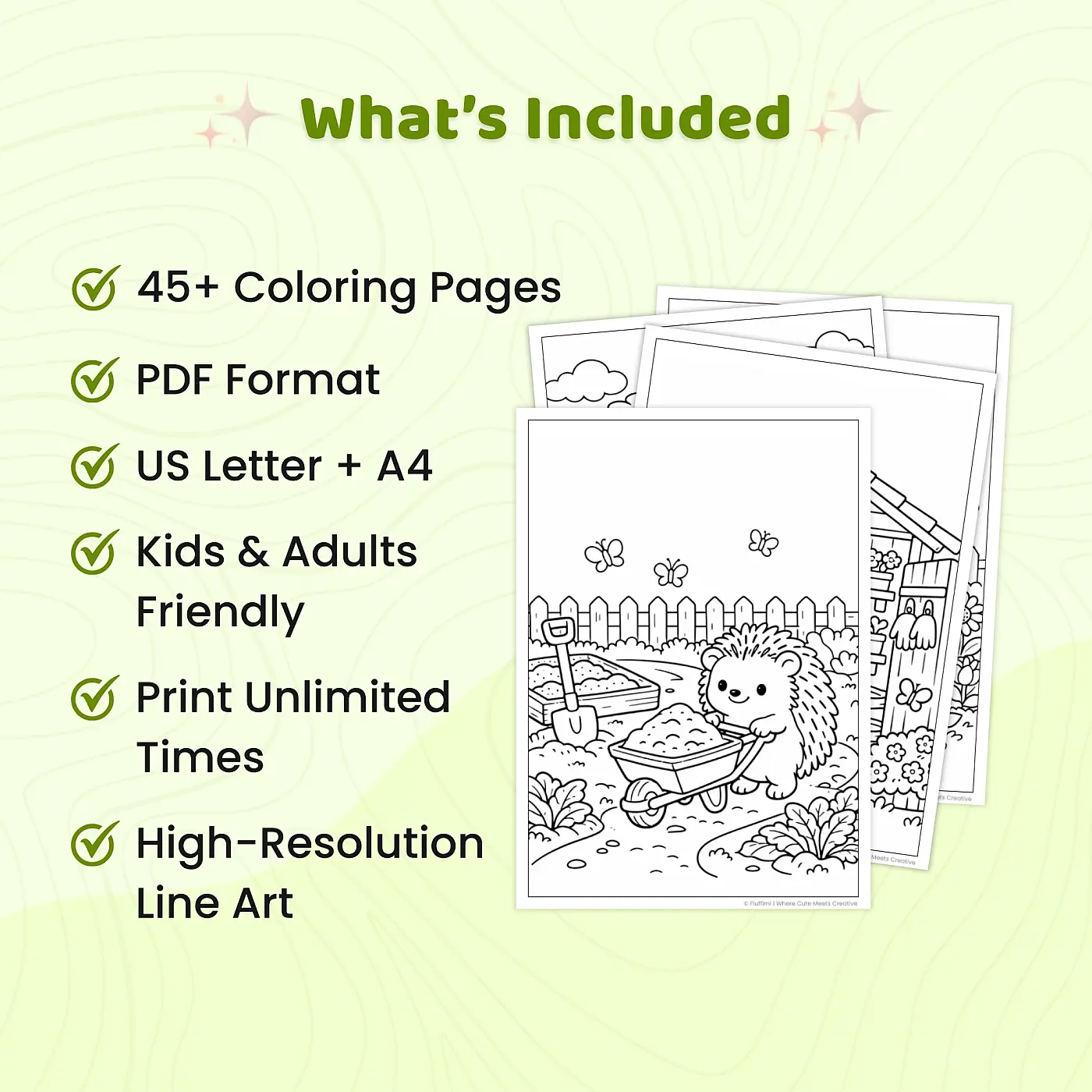 45+ Cozy Garden Life Coloring Pages, Spring Cottage Animal Garden Scenes, Printable Garden Coloring Book PDF