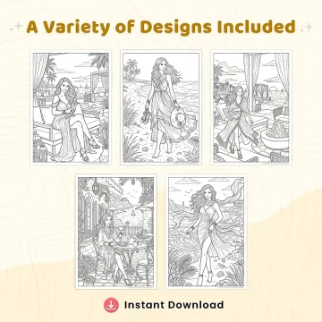 Freebie Summer Fashion Girl Coloring Pages