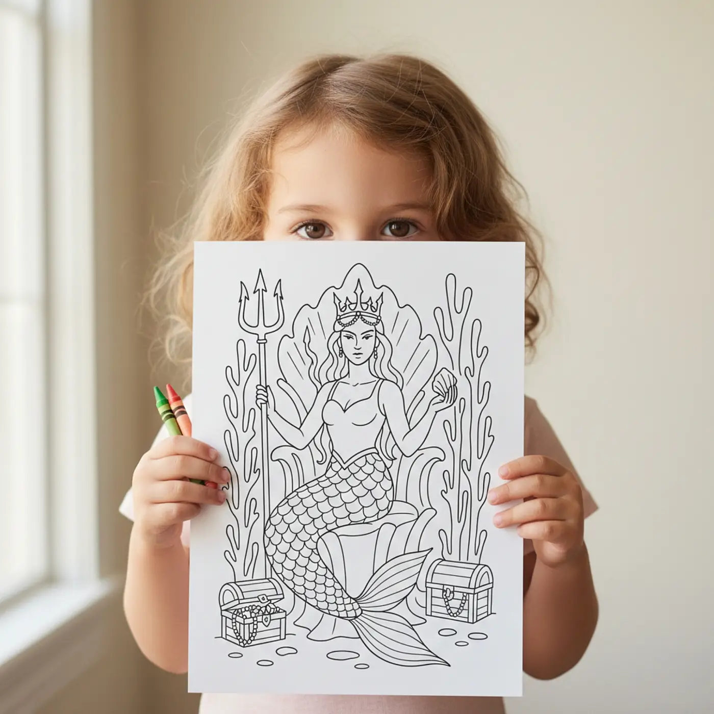 45+ Mermaid Coloring Pages for Kids, Teens & Adults – Cute Cozy Ocean Fantasy Coloring Book