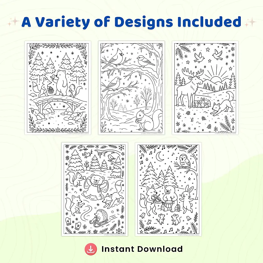 30+ Winter Animals Coloring Pages Printable PDF for Kids & Adults