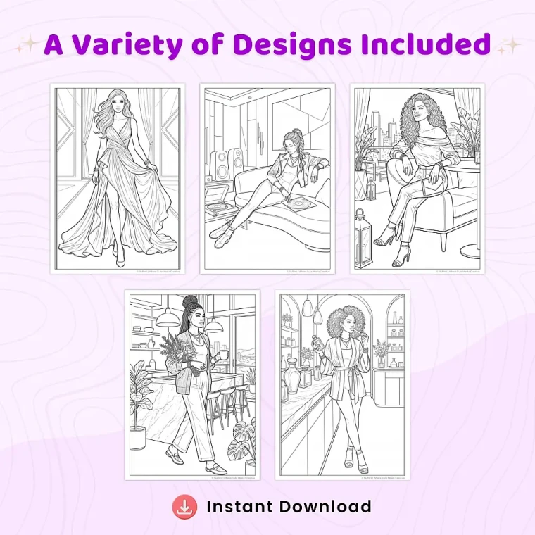 Freebie Fashion Girl Model Life Coloring Pages