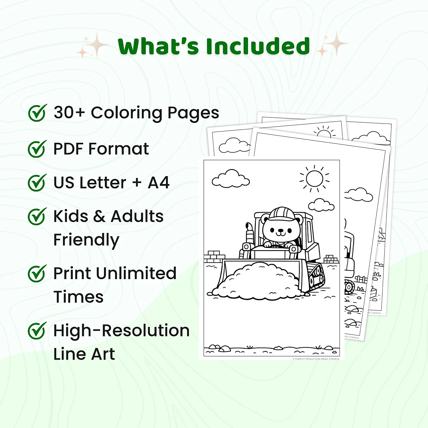 30+ Animal Construction Site Coloring Pages, Cute Builder Animals and Construction Vehicle Coloring Book PDF