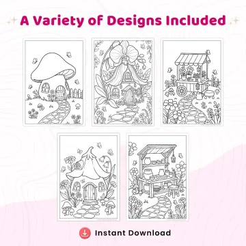 Freebie Floral Fairy House World Coloring Pages