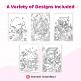 Freebie Floral Fairy House World Coloring Pages