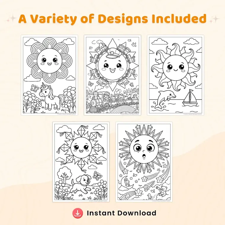 Free Sunshine Coloring Pages for Adults