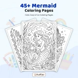 45+ Mermaid Coloring Pages for Kids, Teens & Adults – Cute Cozy Ocean Fantasy Coloring Book