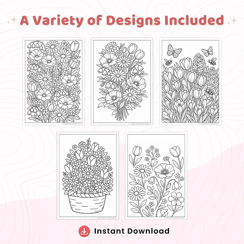 Spring Flowers Coloring Pages – 45+ Blooming Garden & Botanical Designs