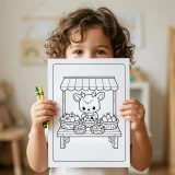 30+ Cute Animal Market Coloring Pages – Kawaii Shop, Bakery & Farmers Market Scenes