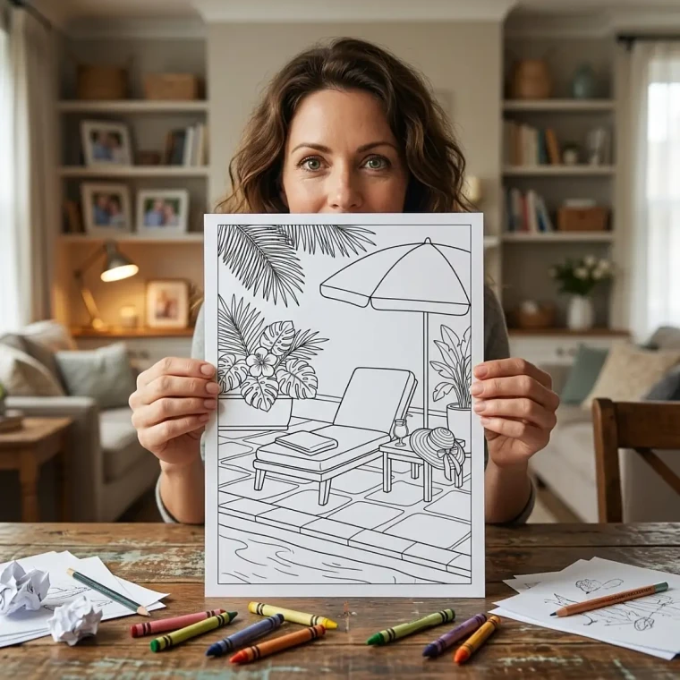 Freebie Summer Party Coloring Pages for Adults