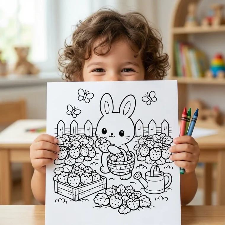40+ Bunny Village Life Coloring Pages, Cozy Rabbit Cottage & Countryside Coloring Book PDF