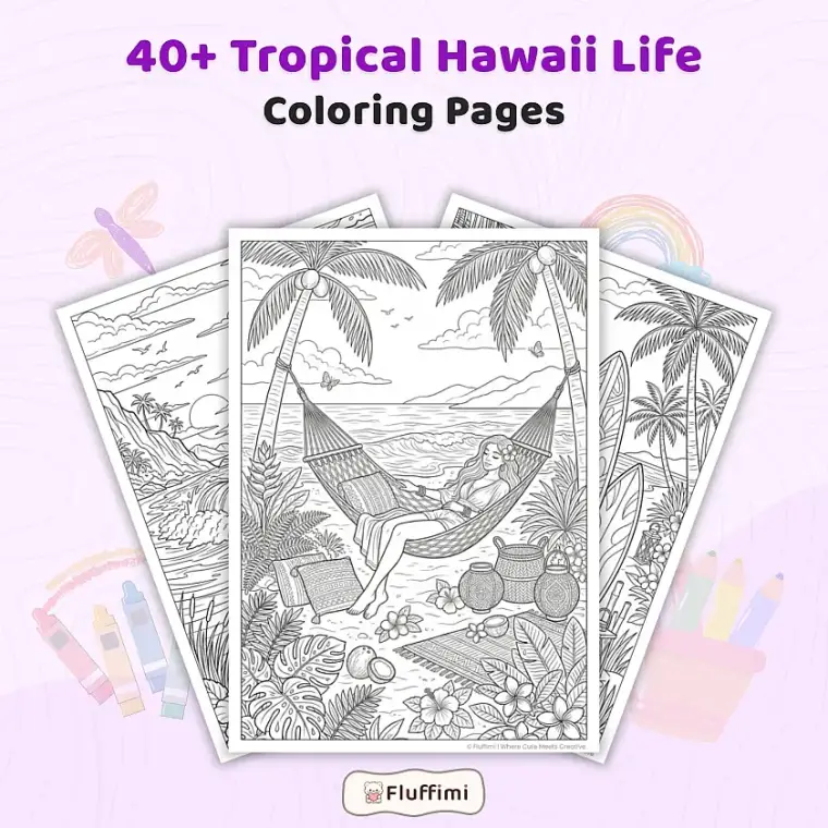 Freebie Tropical Hawaii Coloring Pages