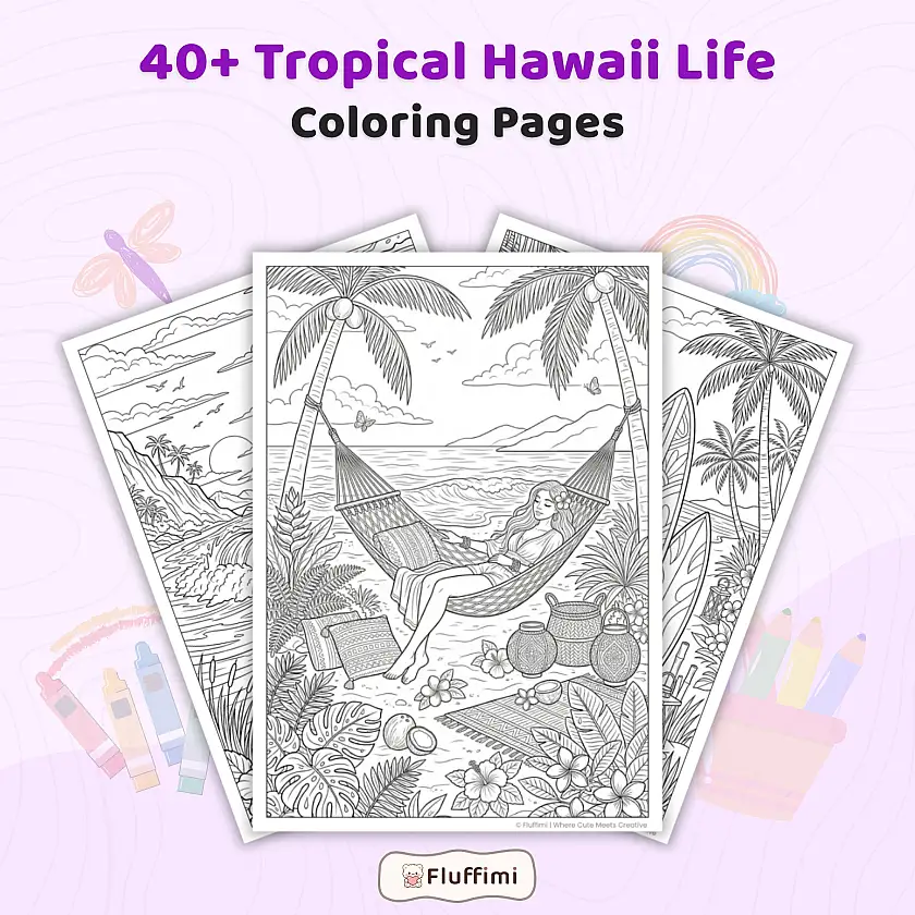 Freebie Tropical Hawaii Coloring Pages