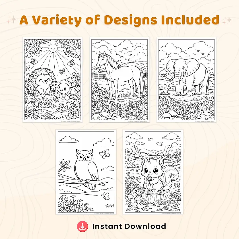 50+ Spring Animals Coloring Pages for Kids – Cute Baby Animals, Farm & Woodland Nature Scenes