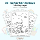 35+ Sunny Spring Days Coloring Pages, Kids Outdoor Fun Activities, Nature and Springtime Coloring Book PDF