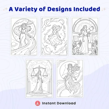 Freebie Zodiac Woman Art Coloring Pages