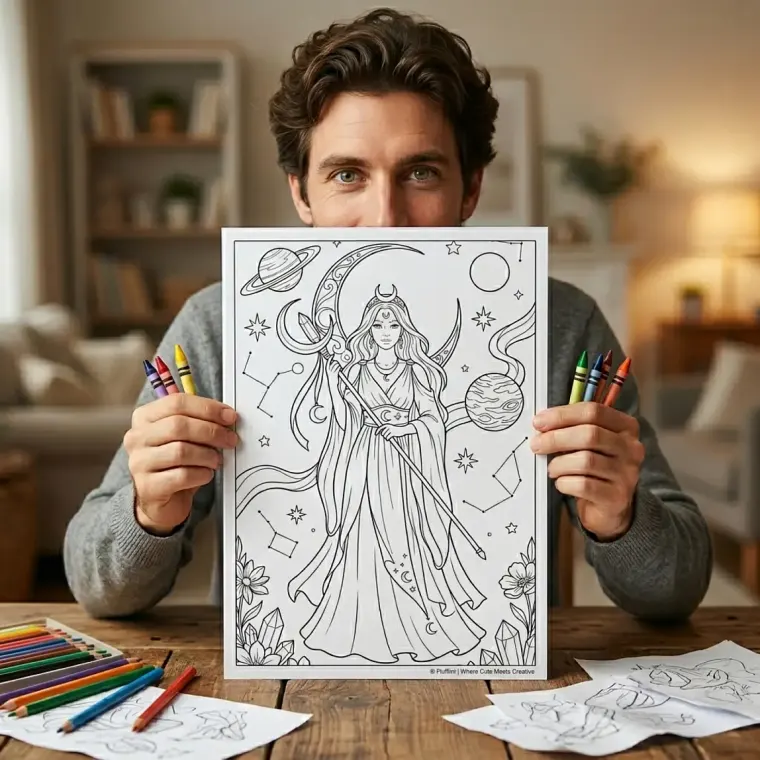 35+ Space Magical & Celestial World Coloring Pages for Adults, Cosmic Fantasy Coloring Book