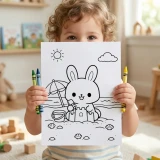 35+ Cute Animal Summer Life Coloring Pages, Kawaii Beach Animals and Summer Adventure Coloring Book PDF