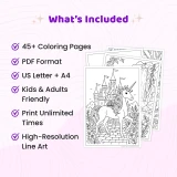 45+ Unicorn Coloring Pages Bundle – Fantasy Unicorns, Magical Castles & Enchanted Nature Scenes
