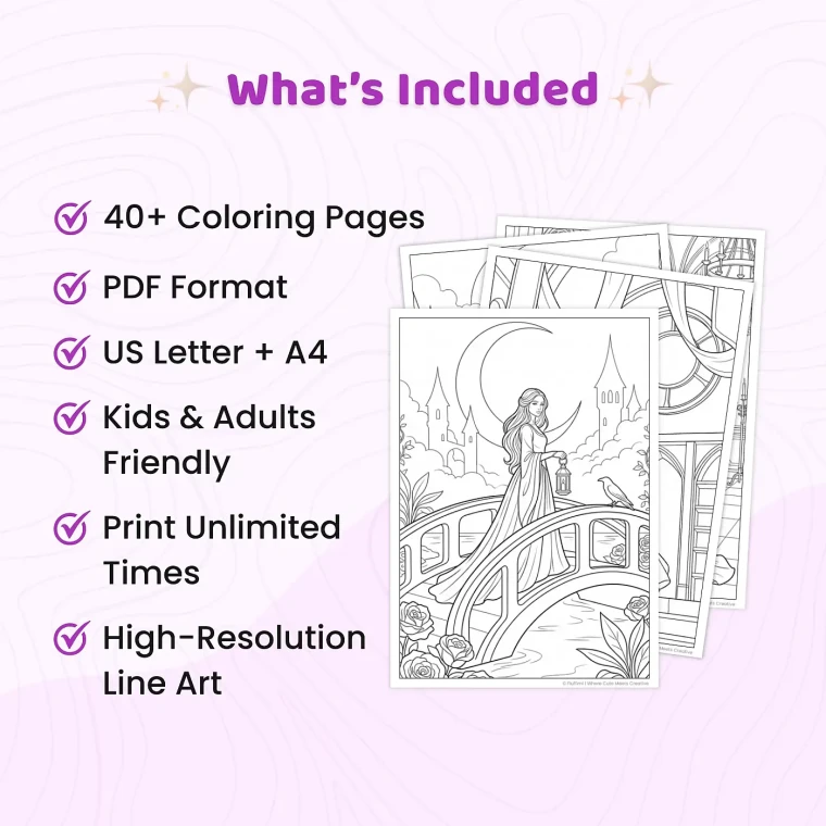 Freebie Magical Gothic Fairytale Coloring Pages