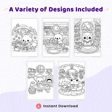 35+ Woodland Animal Homes Coloring Pages, Cozy Forest Cottage & Mushroom House Coloring Book PDF