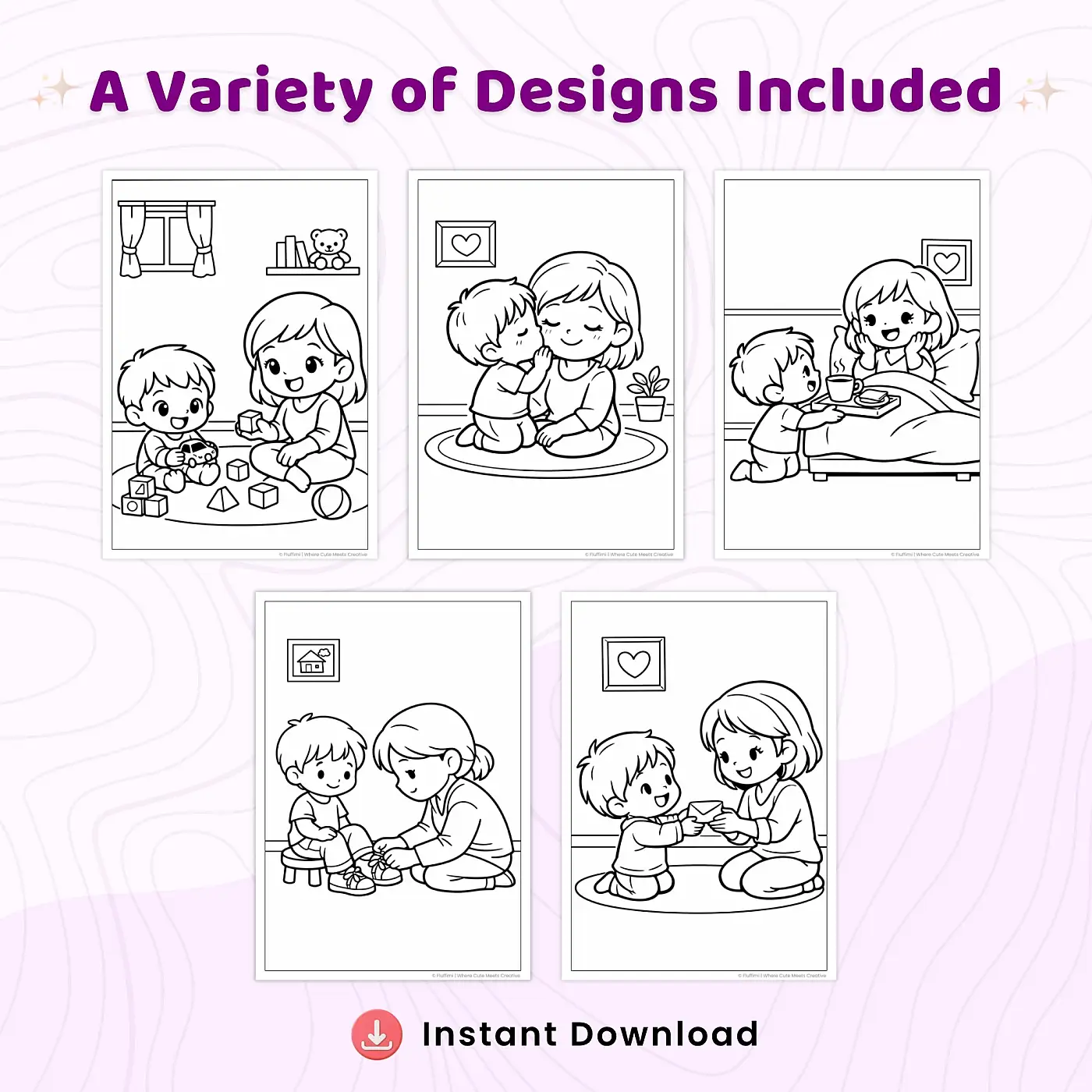 35+ Love You Mom Moments Coloring Pages – Heartwarming Mother Child & Family Appreciation Scenes