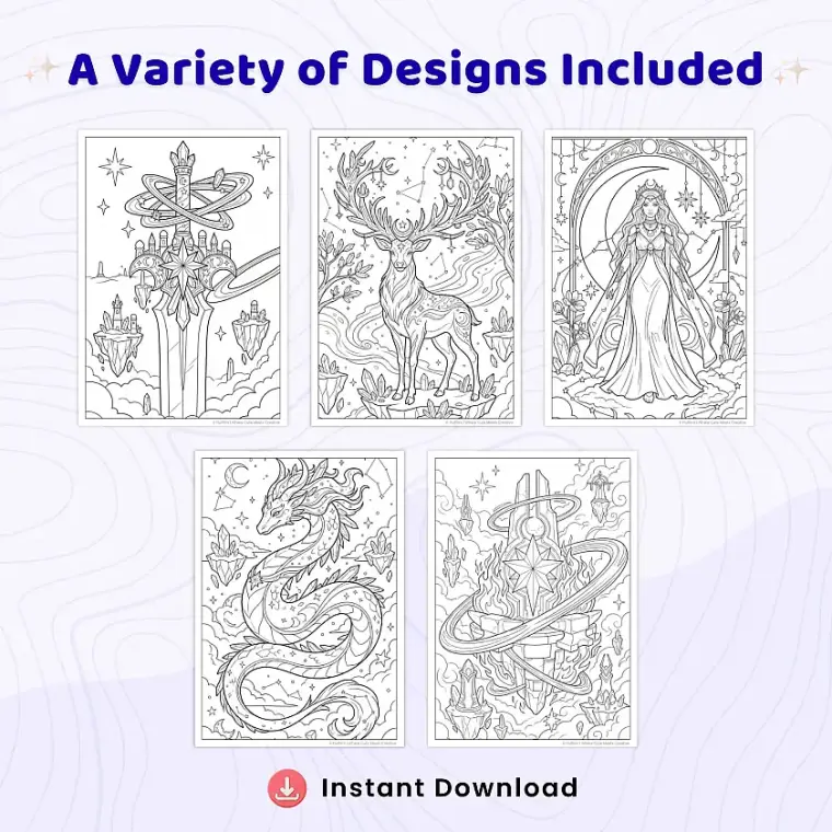 Freebie Space Magical & Celestial World Coloring Pages
