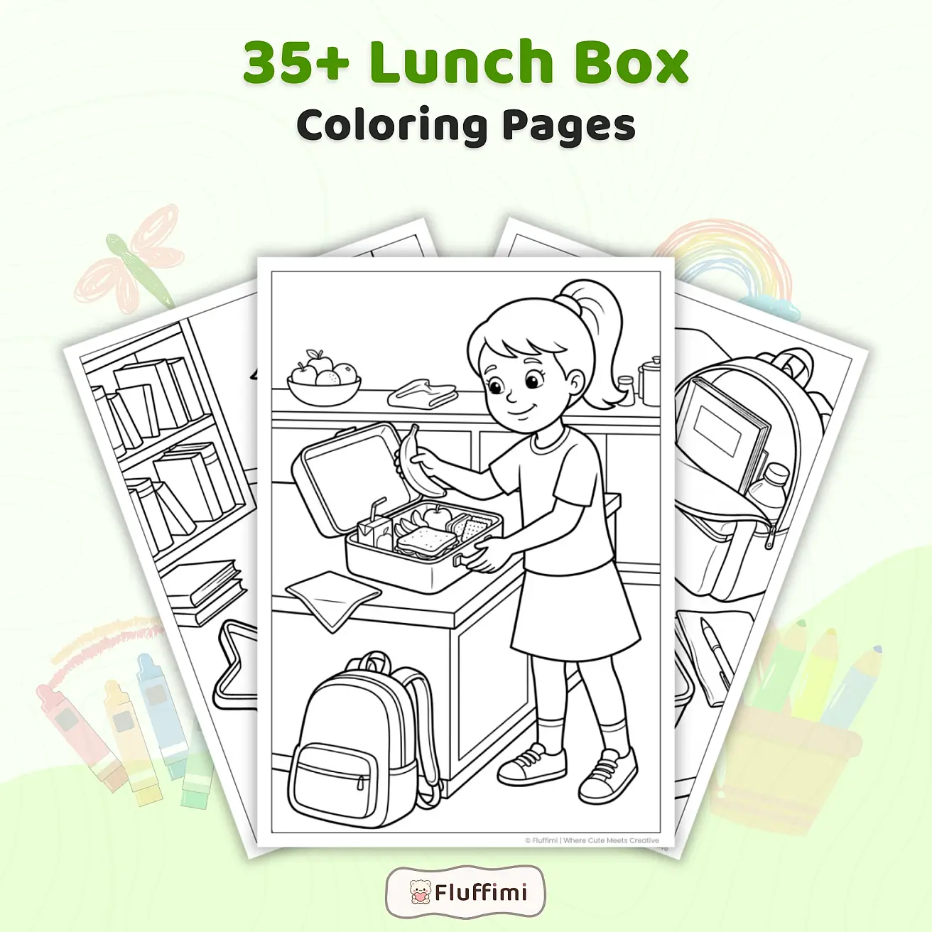 Free Lunch Box Coloring Pages for Kids Printable PDF