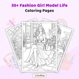 Freebie Fashion Girl Model Life Coloring Pages
