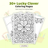 30+ Lucky Clover Coloring Pages Printable PDF Bundle