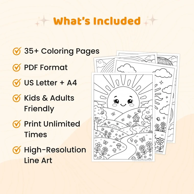 35+ Sunshine Coloring Pages for Adults – Detailed Sun, Nature & Celestial Designs