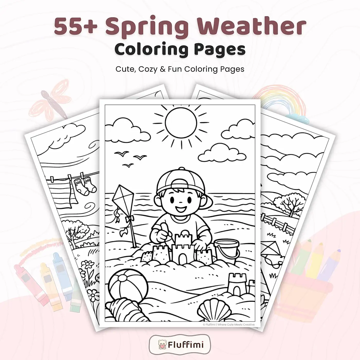 55+ Spring Weather Coloring Pages for Kids, Seasonal Weather Learning Activity Sheets